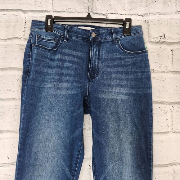 Social Standard by Sanctuary Raw Hem Mid Rise Kick Crop Jeans Blue Size 8 - Picture 2 of 15